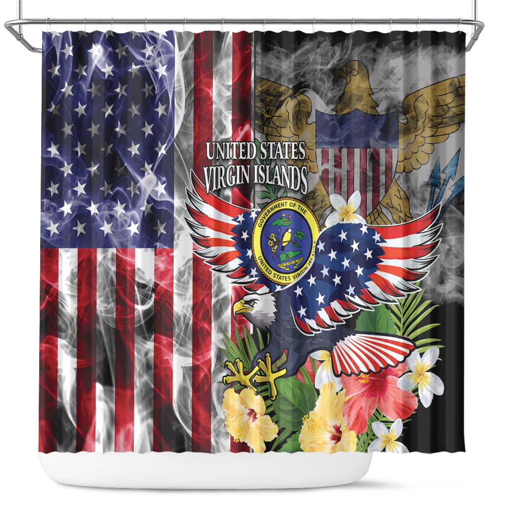 US Virgin Islands USA Half Flag Shower Curtain Together We Grow Smoke Effect - Wonder Print Shop