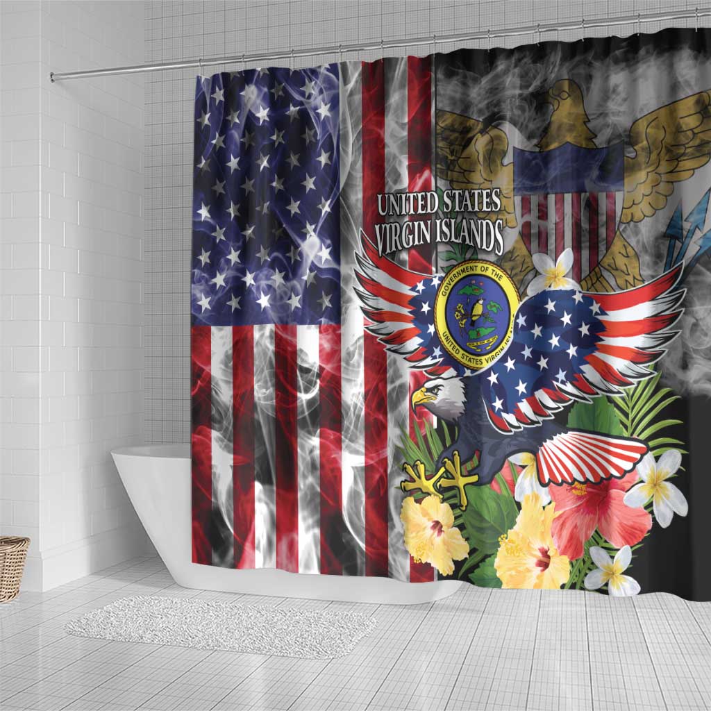 US Virgin Islands USA Half Flag Shower Curtain Together We Grow Smoke Effect - Wonder Print Shop