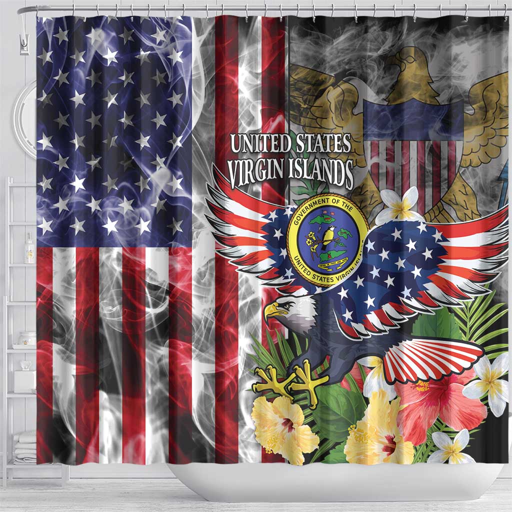 US Virgin Islands USA Half Flag Shower Curtain Together We Grow Smoke Effect - Wonder Print Shop