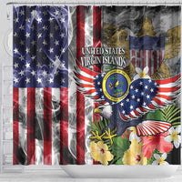 US Virgin Islands USA Half Flag Shower Curtain Together We Grow Smoke Effect - Wonder Print Shop