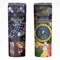 US Virgin Islands USA Half Flag Skinny Tumbler Together We Grow Smoke Effect - Wonder Print Shop