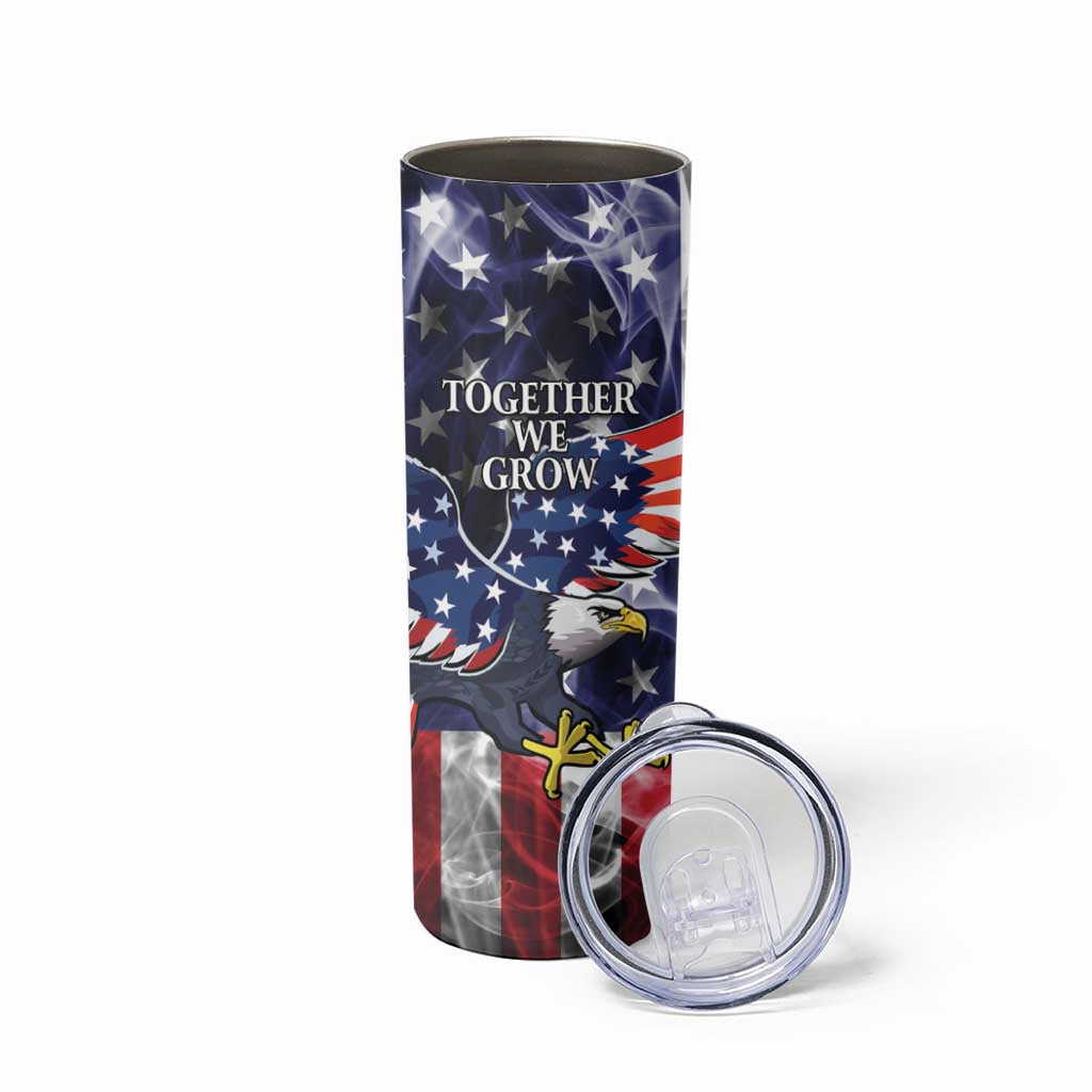 US Virgin Islands USA Half Flag Skinny Tumbler Together We Grow Smoke Effect - Wonder Print Shop