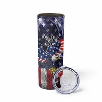 US Virgin Islands USA Half Flag Skinny Tumbler Together We Grow Smoke Effect - Wonder Print Shop
