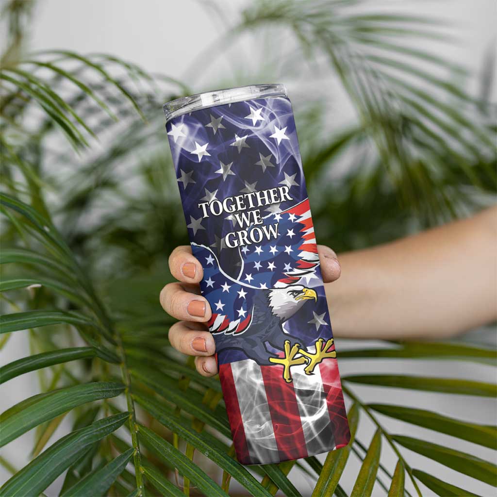 US Virgin Islands USA Half Flag Skinny Tumbler Together We Grow Smoke Effect - Wonder Print Shop