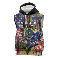 US Virgin Islands USA Half Flag Sleeveless Hoodie Together We Grow Smoke Effect - Wonder Print Shop