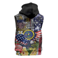 US Virgin Islands USA Half Flag Sleeveless Hoodie Together We Grow Smoke Effect - Wonder Print Shop