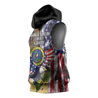 US Virgin Islands USA Half Flag Sleeveless Hoodie Together We Grow Smoke Effect - Wonder Print Shop