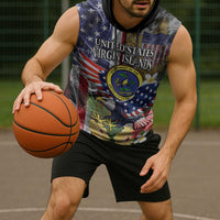 US Virgin Islands USA Half Flag Sleeveless Hoodie Together We Grow Smoke Effect - Wonder Print Shop