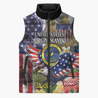 US Virgin Islands USA Half Flag Sleeveless Puffer Jacket Together We Grow Smoke Effect - Wonder Print Shop