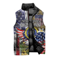 US Virgin Islands USA Half Flag Sleeveless Puffer Jacket Together We Grow Smoke Effect - Wonder Print Shop
