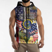 US Virgin Islands USA Half Flag Sleeveless Zip Hoodie Together We Grow Smoke Effect - Wonder Print Shop