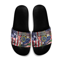 US Virgin Islands USA Half Flag Slide Sandals Together We Grow Smoke Effect - Wonder Print Shop