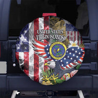 US Virgin Islands USA Half Flag Spare Tire Cover Together We Grow Smoke Effect - Wonder Print Shop
