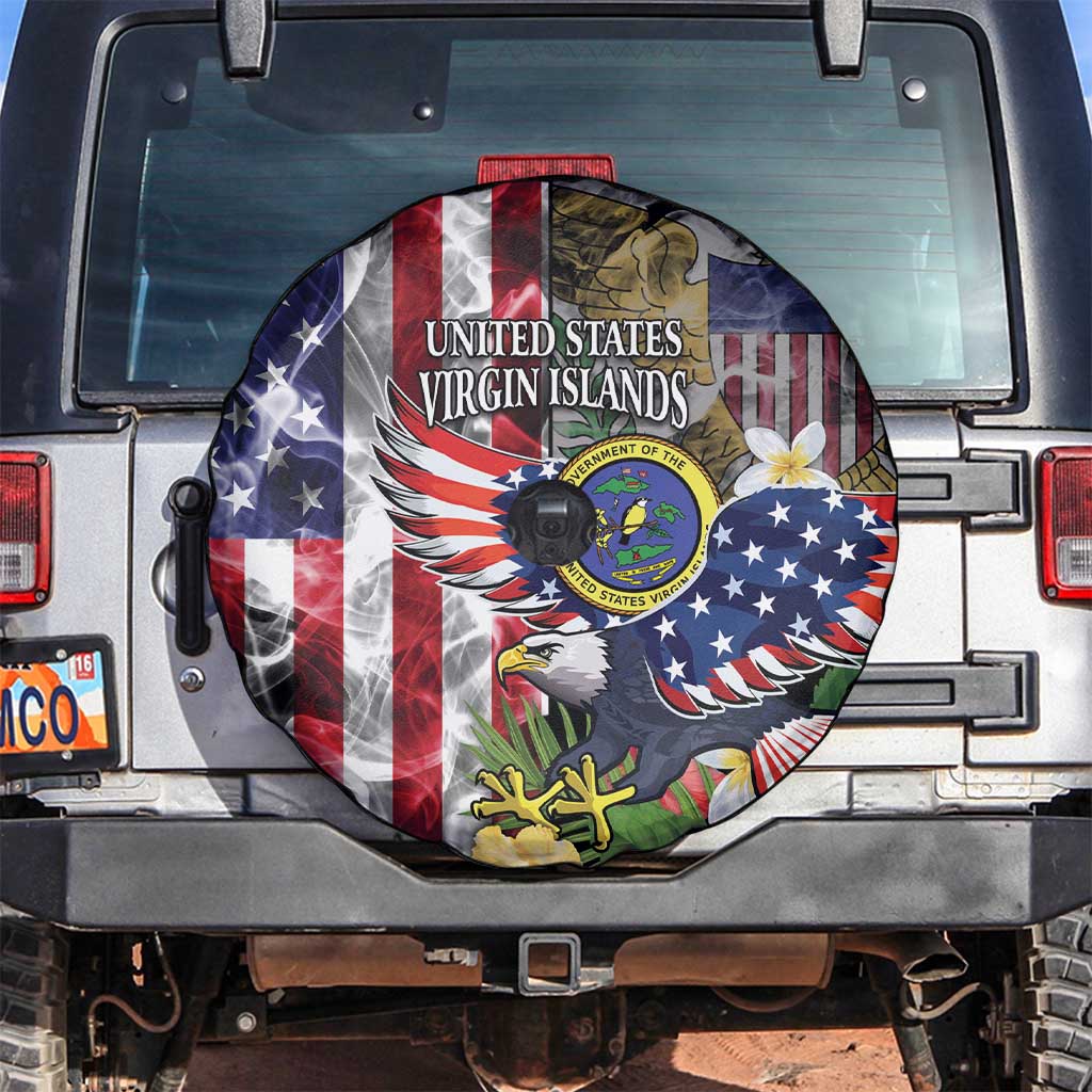 US Virgin Islands USA Half Flag Spare Tire Cover Together We Grow Smoke Effect - Wonder Print Shop