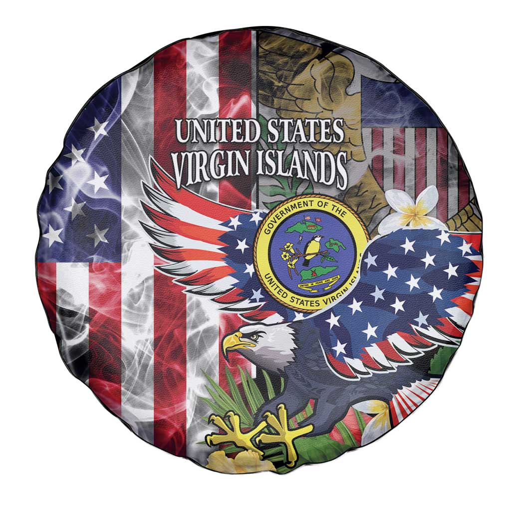 US Virgin Islands USA Half Flag Spare Tire Cover Together We Grow Smoke Effect - Wonder Print Shop