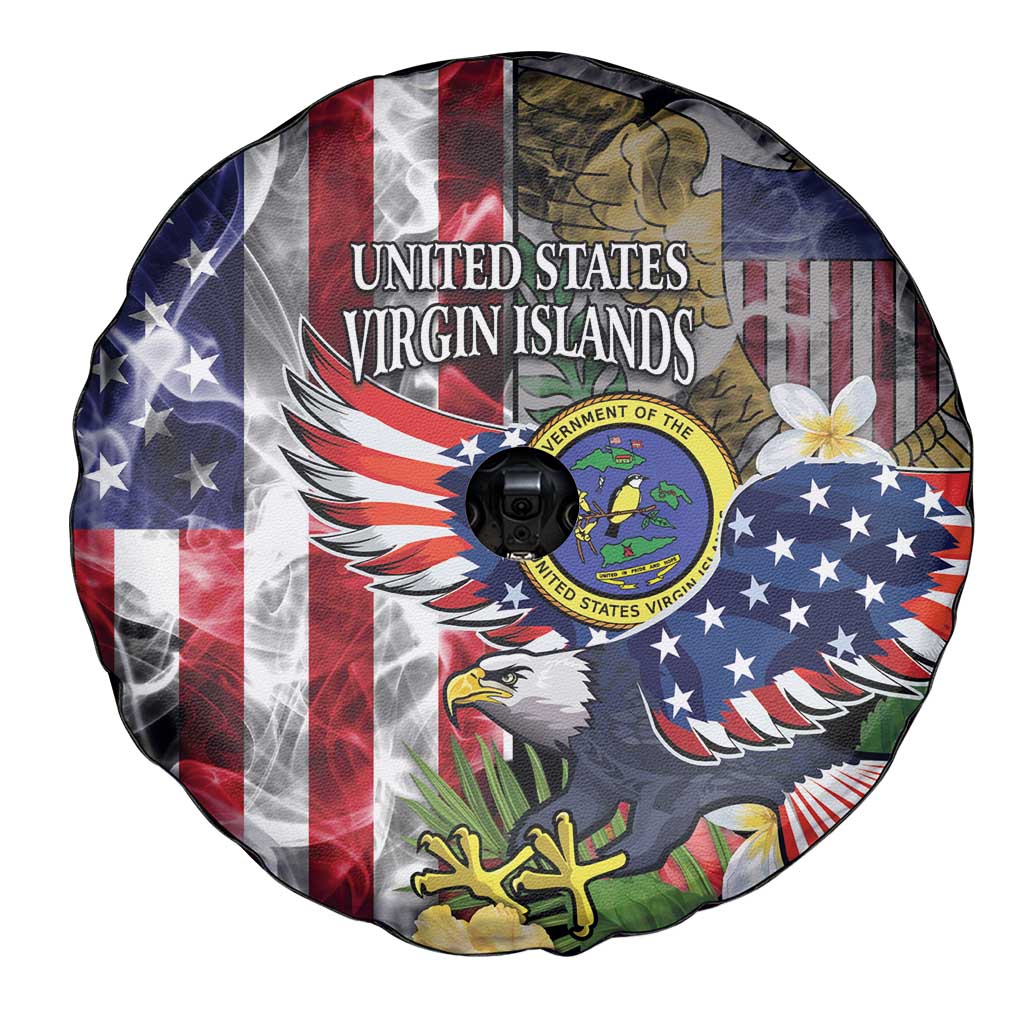US Virgin Islands USA Half Flag Spare Tire Cover Together We Grow Smoke Effect - Wonder Print Shop