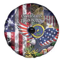 US Virgin Islands USA Half Flag Spare Tire Cover Together We Grow Smoke Effect - Wonder Print Shop