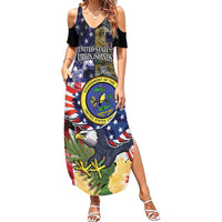 US Virgin Islands USA Half Flag Summer Maxi Dress Together We Grow Smoke Effect - Wonder Print Shop