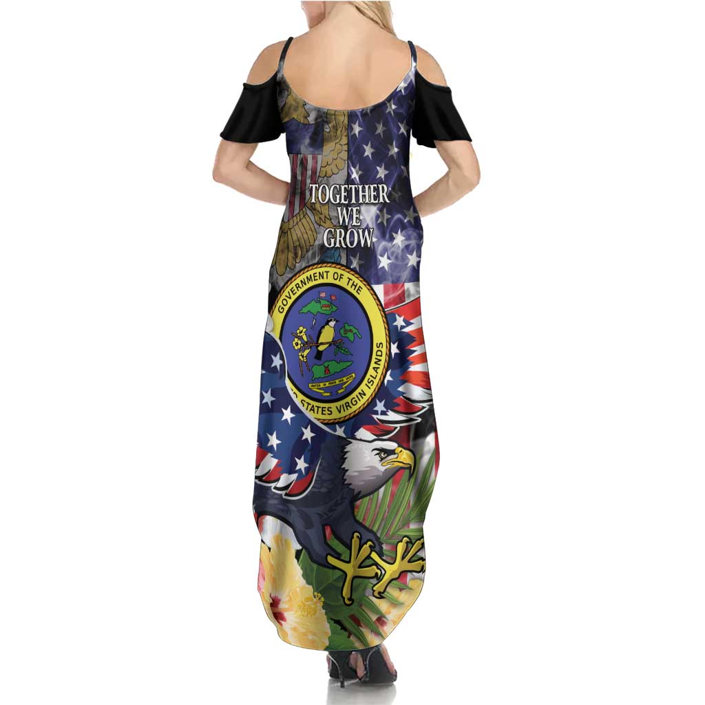 US Virgin Islands USA Half Flag Summer Maxi Dress Together We Grow Smoke Effect - Wonder Print Shop
