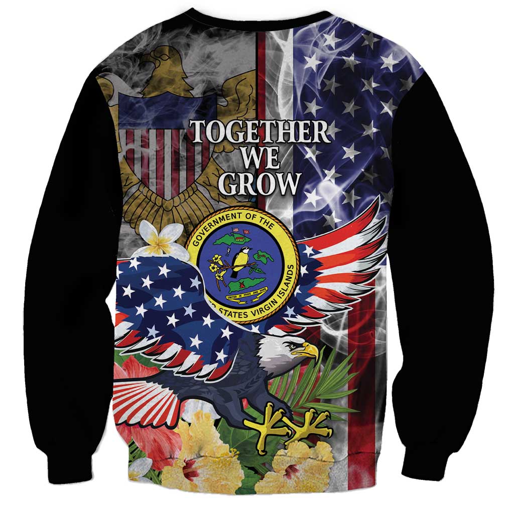 US Virgin Islands USA Half Flag Sweatshirt Together We Grow Smoke Effect - Wonder Print Shop