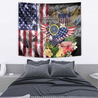 US Virgin Islands USA Half Flag Tapestry Together We Grow Smoke Effect - Wonder Print Shop