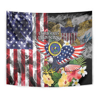 US Virgin Islands USA Half Flag Tapestry Together We Grow Smoke Effect - Wonder Print Shop