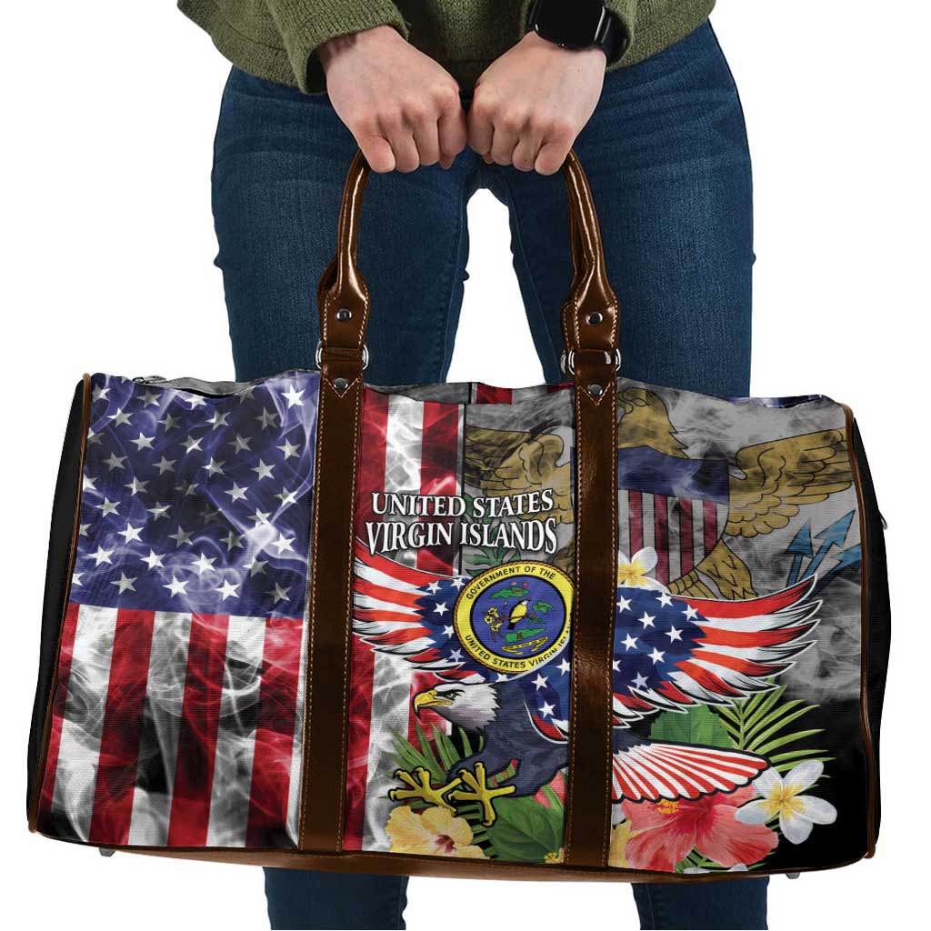 US Virgin Islands USA Half Flag Travel Bag Together We Grow Smoke Effect - Wonder Print Shop