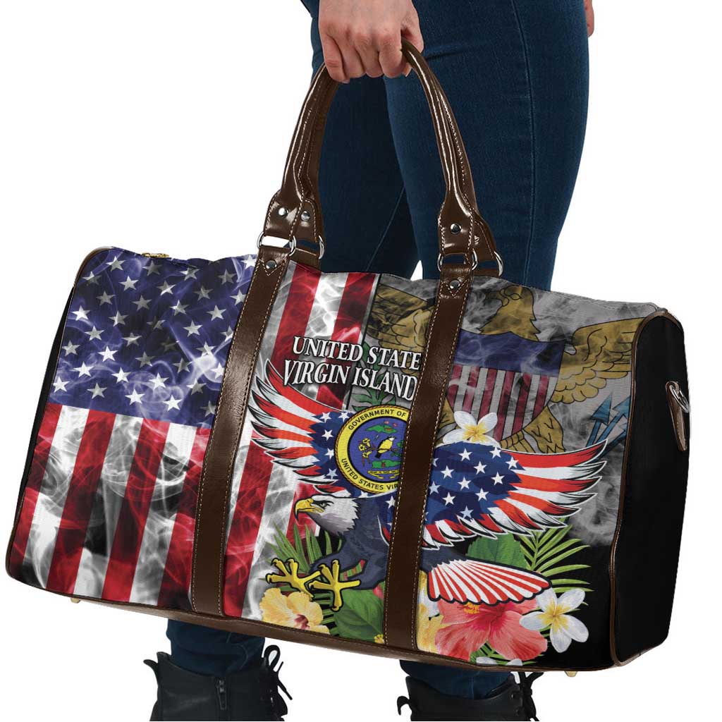 US Virgin Islands USA Half Flag Travel Bag Together We Grow Smoke Effect - Wonder Print Shop