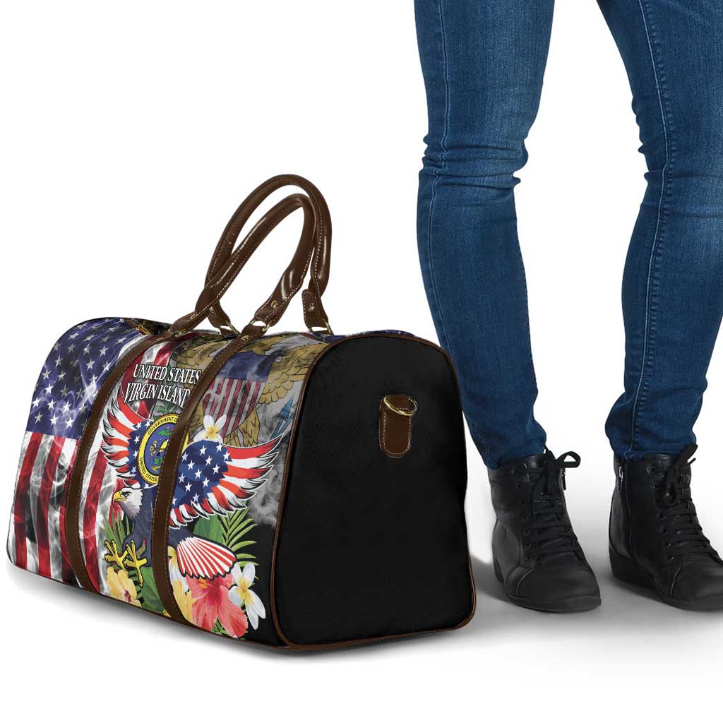 US Virgin Islands USA Half Flag Travel Bag Together We Grow Smoke Effect - Wonder Print Shop