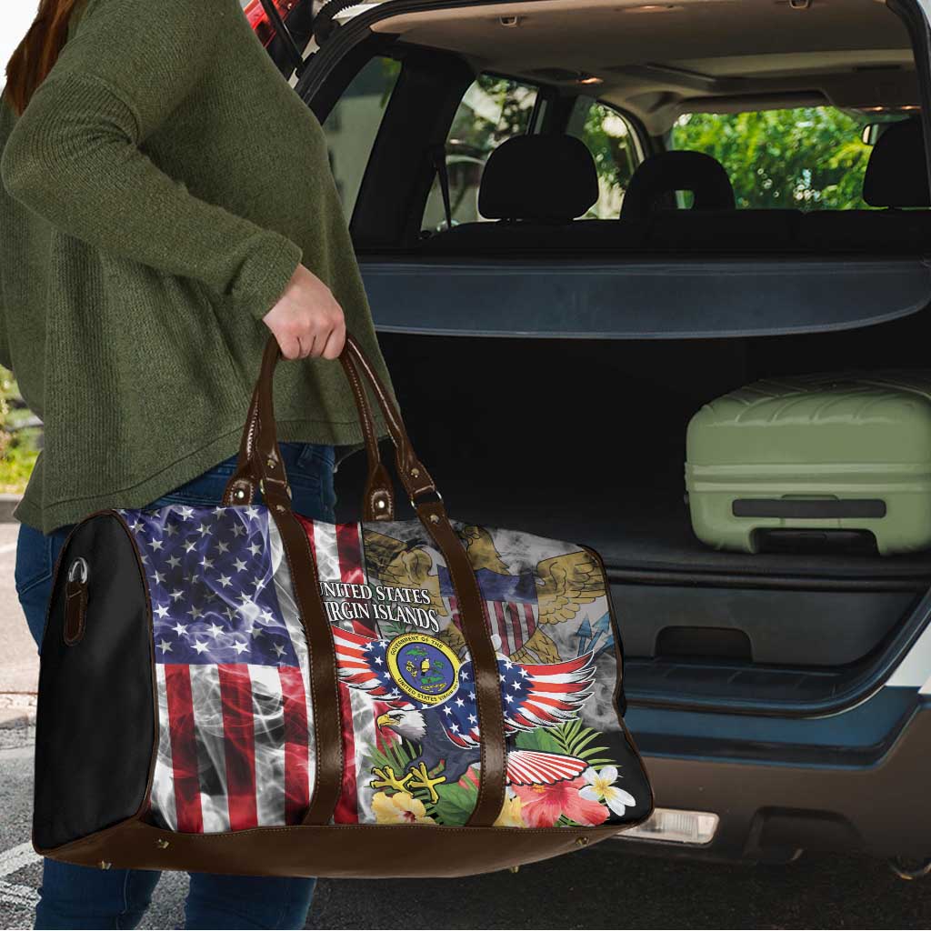 US Virgin Islands USA Half Flag Travel Bag Together We Grow Smoke Effect - Wonder Print Shop