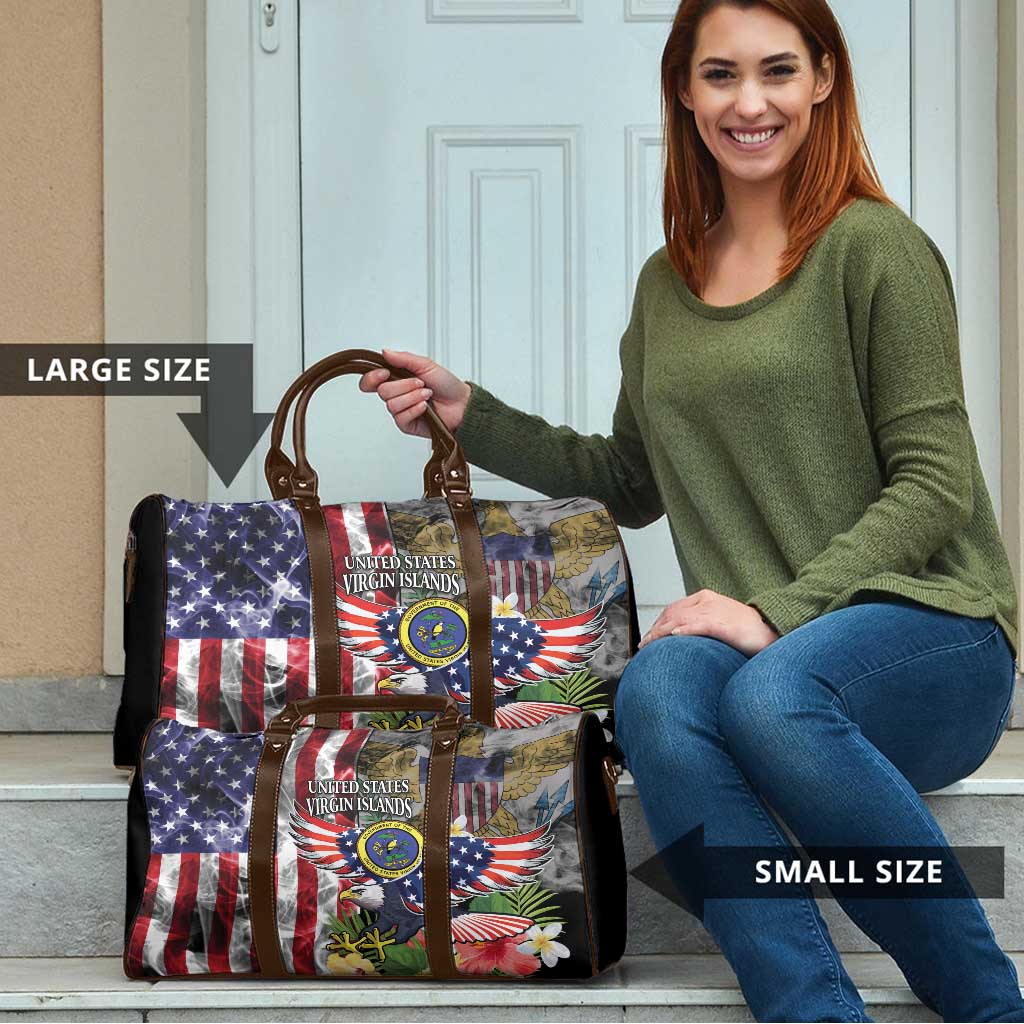 US Virgin Islands USA Half Flag Travel Bag Together We Grow Smoke Effect - Wonder Print Shop