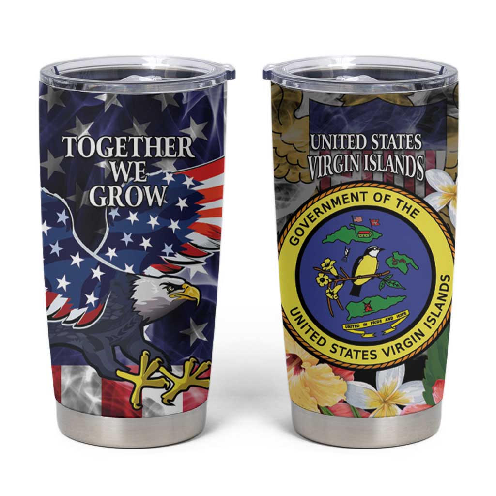 US Virgin Islands USA Half Flag Tumbler Cup Together We Grow Smoke Effect - Wonder Print Shop