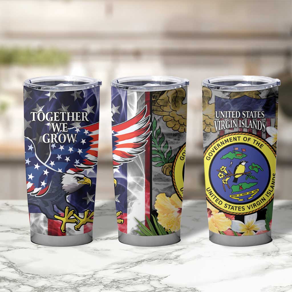 US Virgin Islands USA Half Flag Tumbler Cup Together We Grow Smoke Effect - Wonder Print Shop