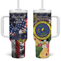US Virgin Islands USA Half Flag Tumbler With Handle Together We Grow Smoke Effect - Wonder Print Shop