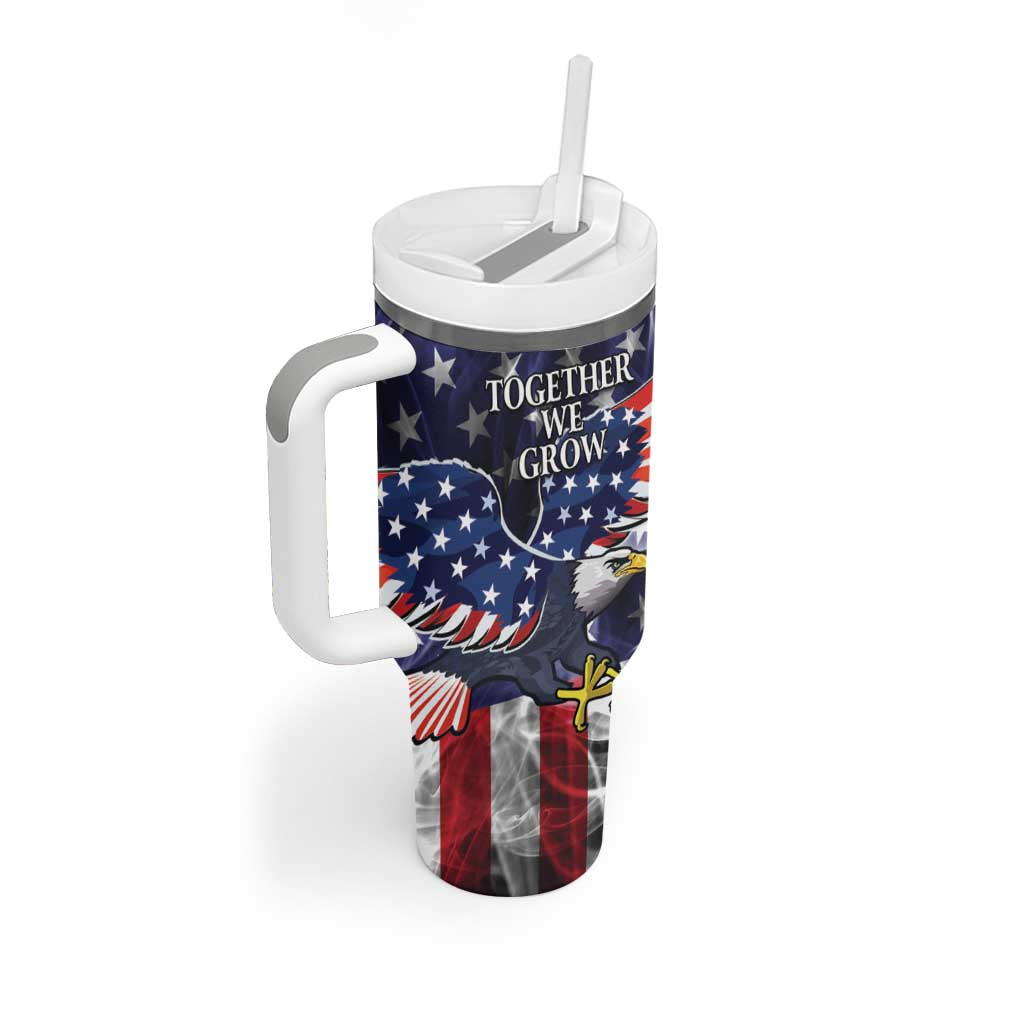 US Virgin Islands USA Half Flag Tumbler With Handle Together We Grow Smoke Effect - Wonder Print Shop