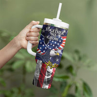 US Virgin Islands USA Half Flag Tumbler With Handle Together We Grow Smoke Effect - Wonder Print Shop