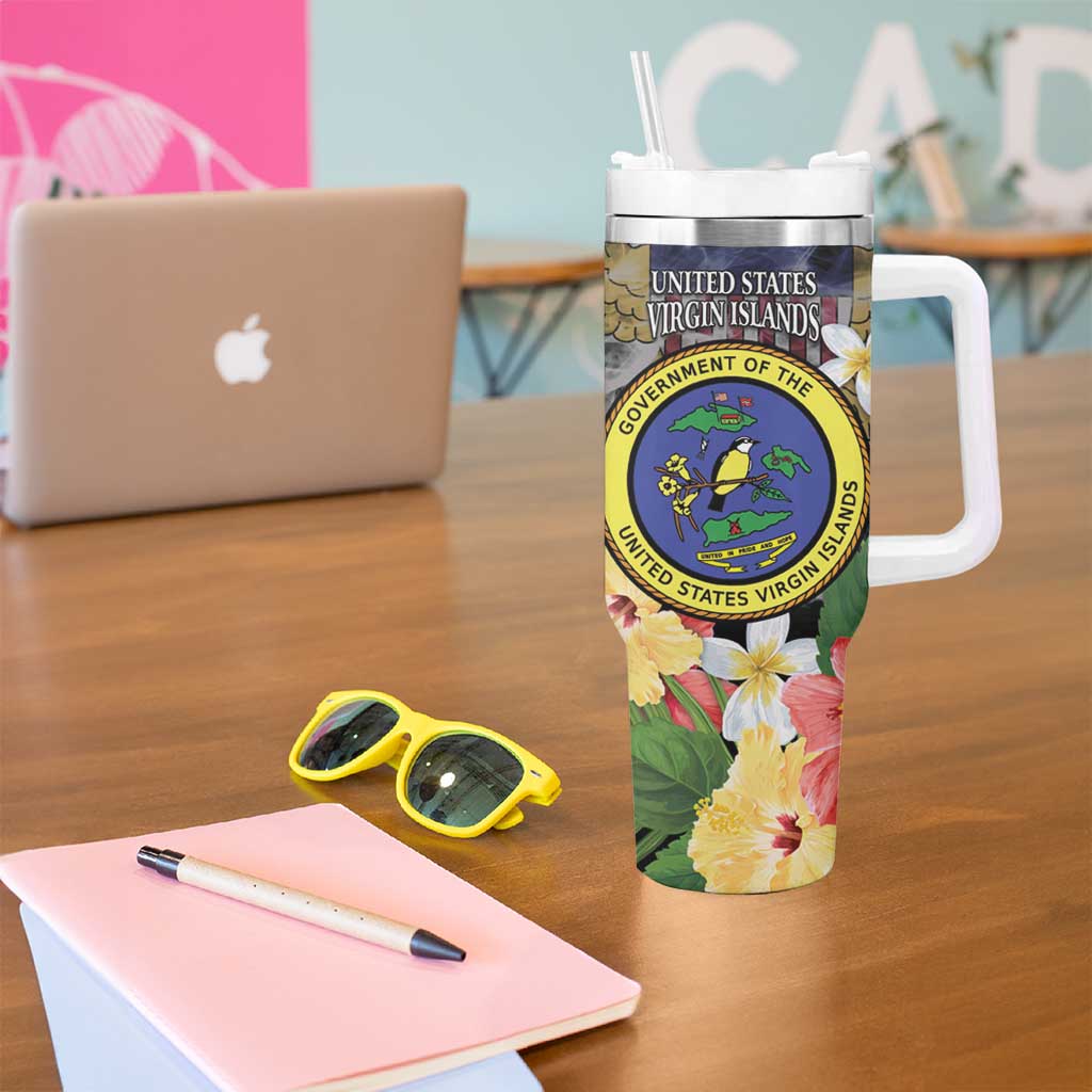 US Virgin Islands USA Half Flag Tumbler With Handle Together We Grow Smoke Effect - Wonder Print Shop