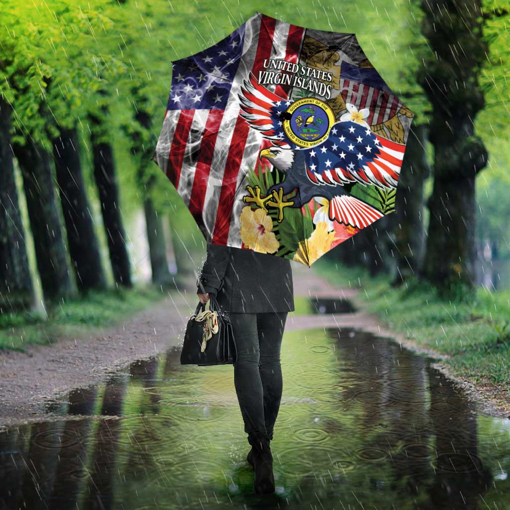 US Virgin Islands USA Half Flag Umbrella Together We Grow Smoke Effect - Wonder Print Shop