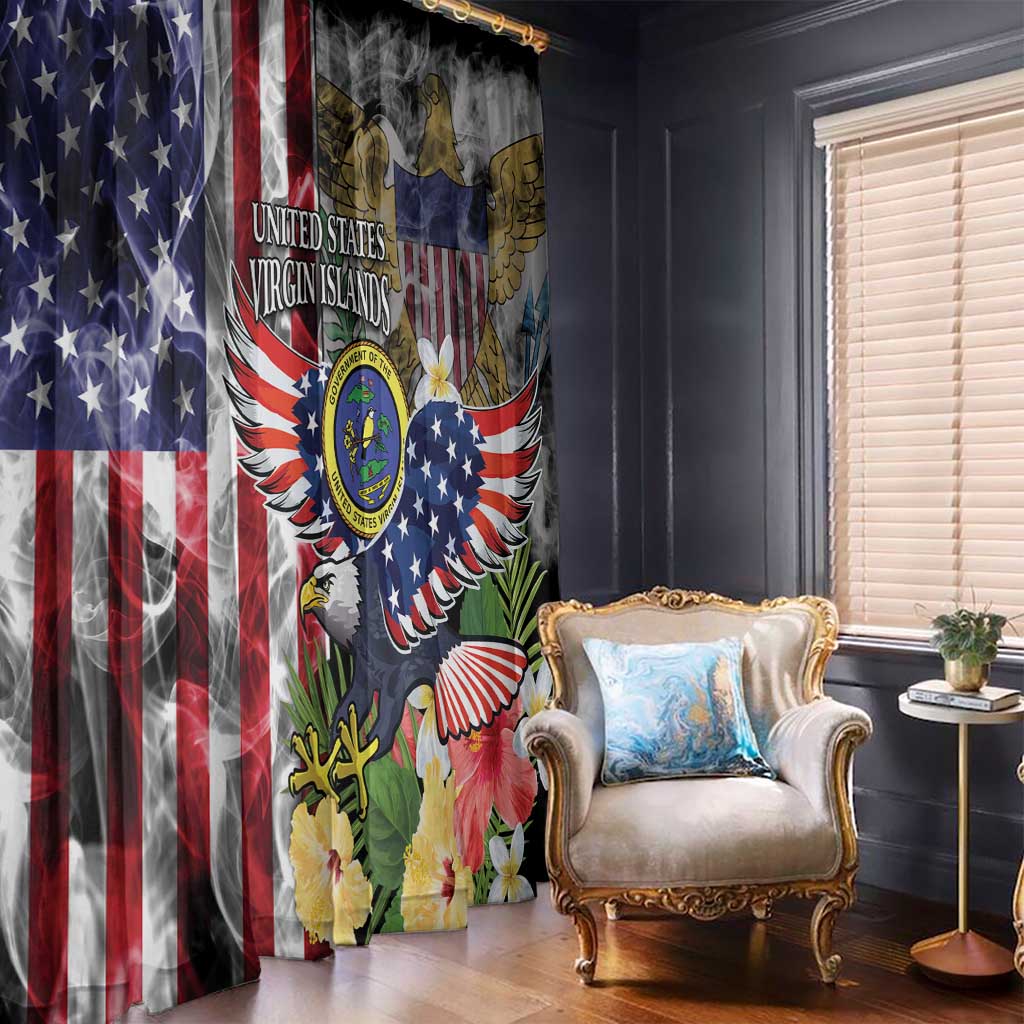 US Virgin Islands USA Half Flag Window Curtain Together We Grow Smoke Effect - Wonder Print Shop