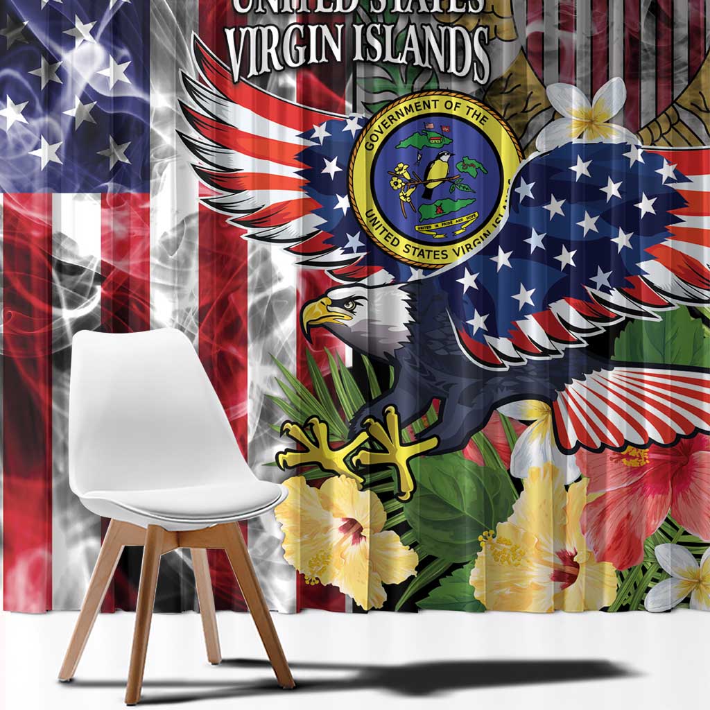 US Virgin Islands USA Half Flag Window Curtain Together We Grow Smoke Effect - Wonder Print Shop
