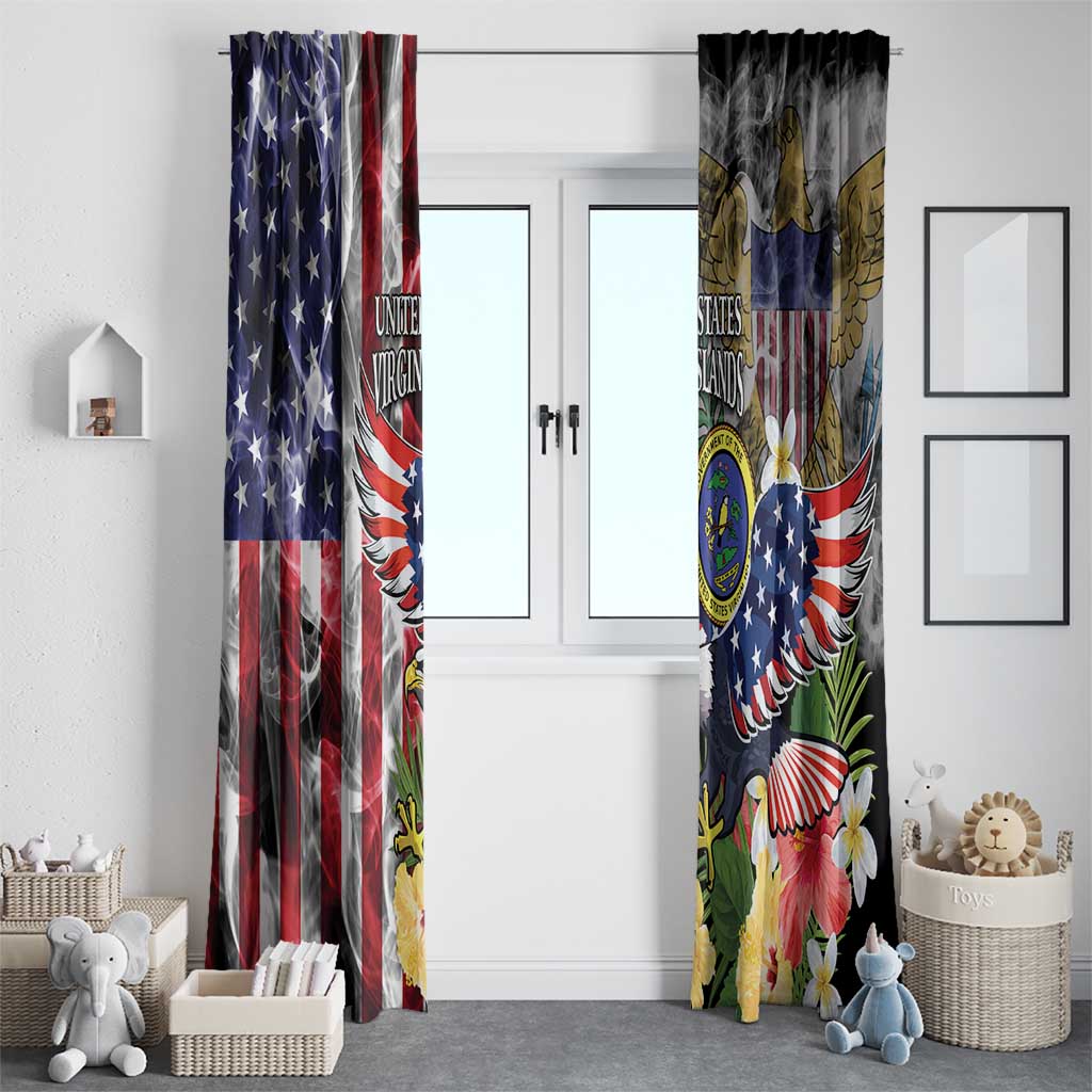 US Virgin Islands USA Half Flag Window Curtain Together We Grow Smoke Effect - Wonder Print Shop