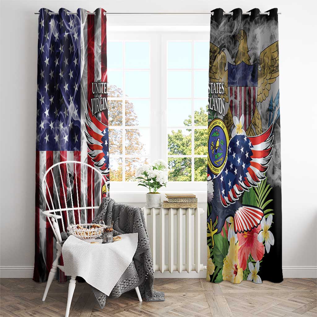 US Virgin Islands USA Half Flag Window Curtain Together We Grow Smoke Effect - Wonder Print Shop