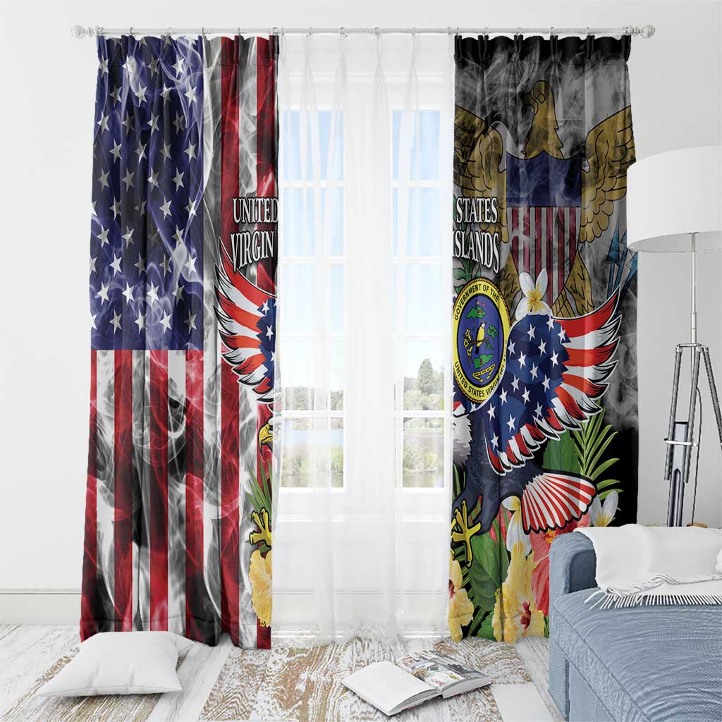 US Virgin Islands USA Half Flag Window Curtain Together We Grow Smoke Effect - Wonder Print Shop