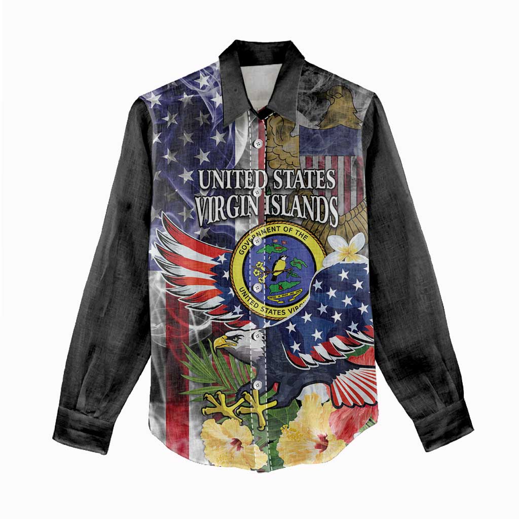 US Virgin Islands USA Half Flag Women Casual Shirt Together We Grow Smoke Effect - Wonder Print Shop