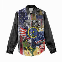 US Virgin Islands USA Half Flag Women Casual Shirt Together We Grow Smoke Effect - Wonder Print Shop