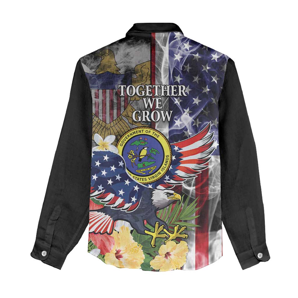 US Virgin Islands USA Half Flag Women Casual Shirt Together We Grow Smoke Effect - Wonder Print Shop