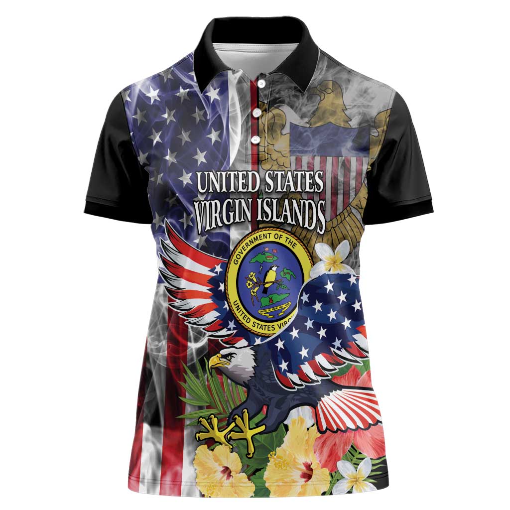 US Virgin Islands USA Half Flag Women Polo Shirt Together We Grow Smoke Effect - Wonder Print Shop