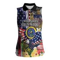 US Virgin Islands USA Half Flag Women Sleeveless Polo Shirt Together We Grow Smoke Effect - Wonder Print Shop
