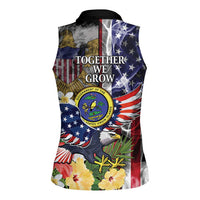 US Virgin Islands USA Half Flag Women Sleeveless Polo Shirt Together We Grow Smoke Effect - Wonder Print Shop