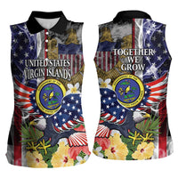 US Virgin Islands USA Half Flag Women Sleeveless Polo Shirt Together We Grow Smoke Effect - Wonder Print Shop